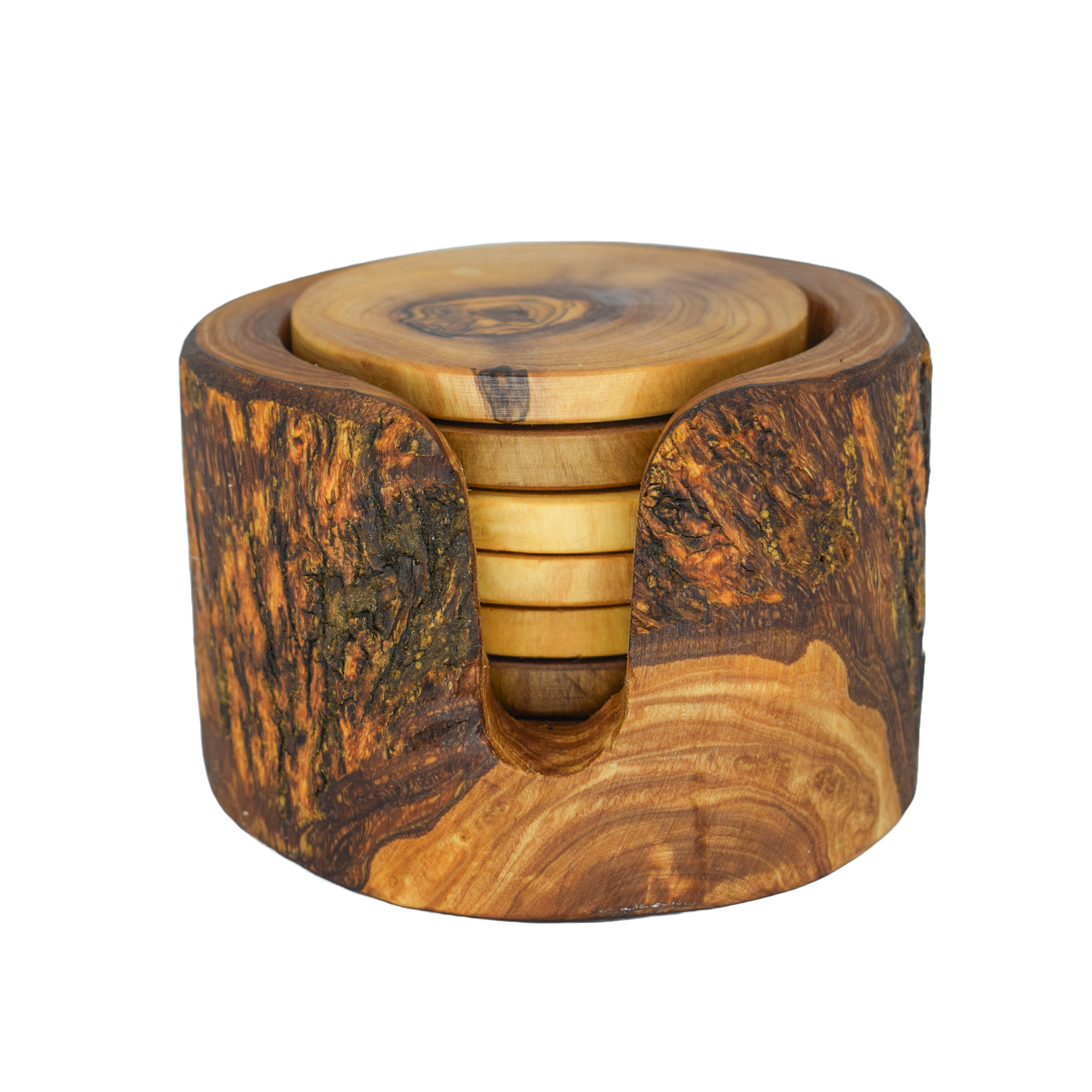 Glas-Untersetzer "Rustikal" Set (6 Stk.) inkl. Behälter